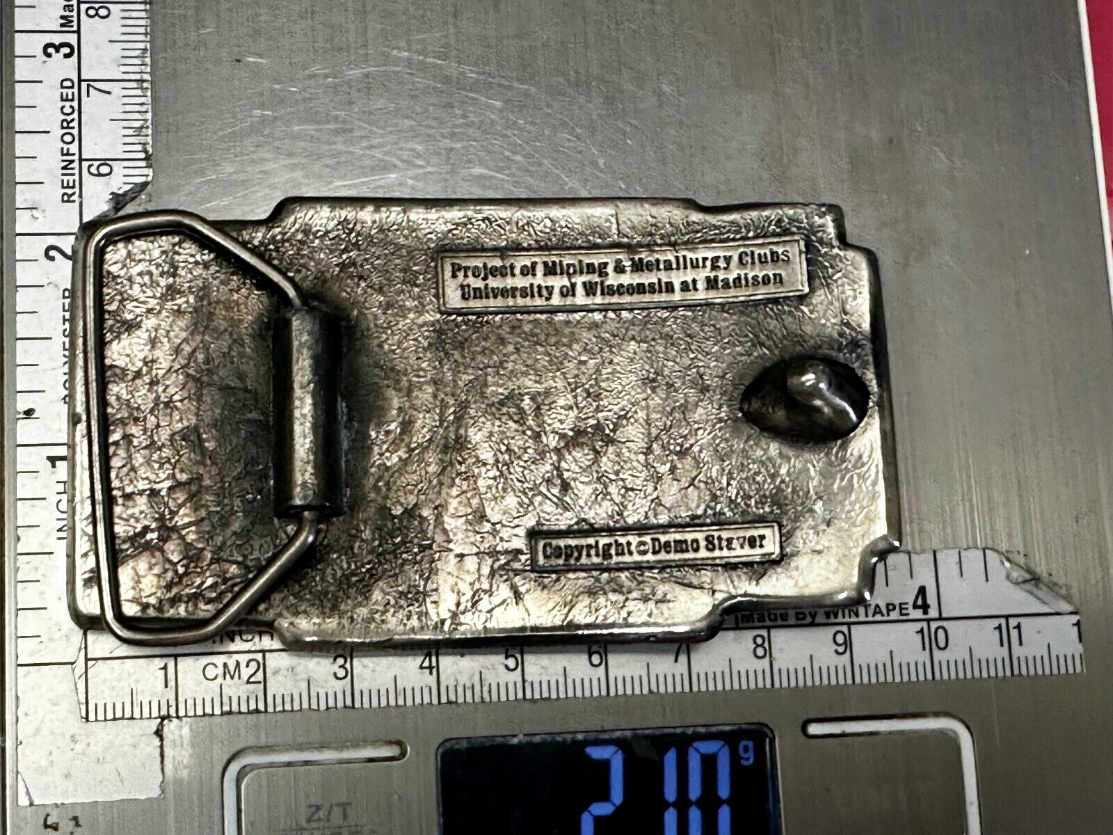 UW Badgers Belt Buckle  Mining Metallurgy Clubs University of Wisconsin Madison