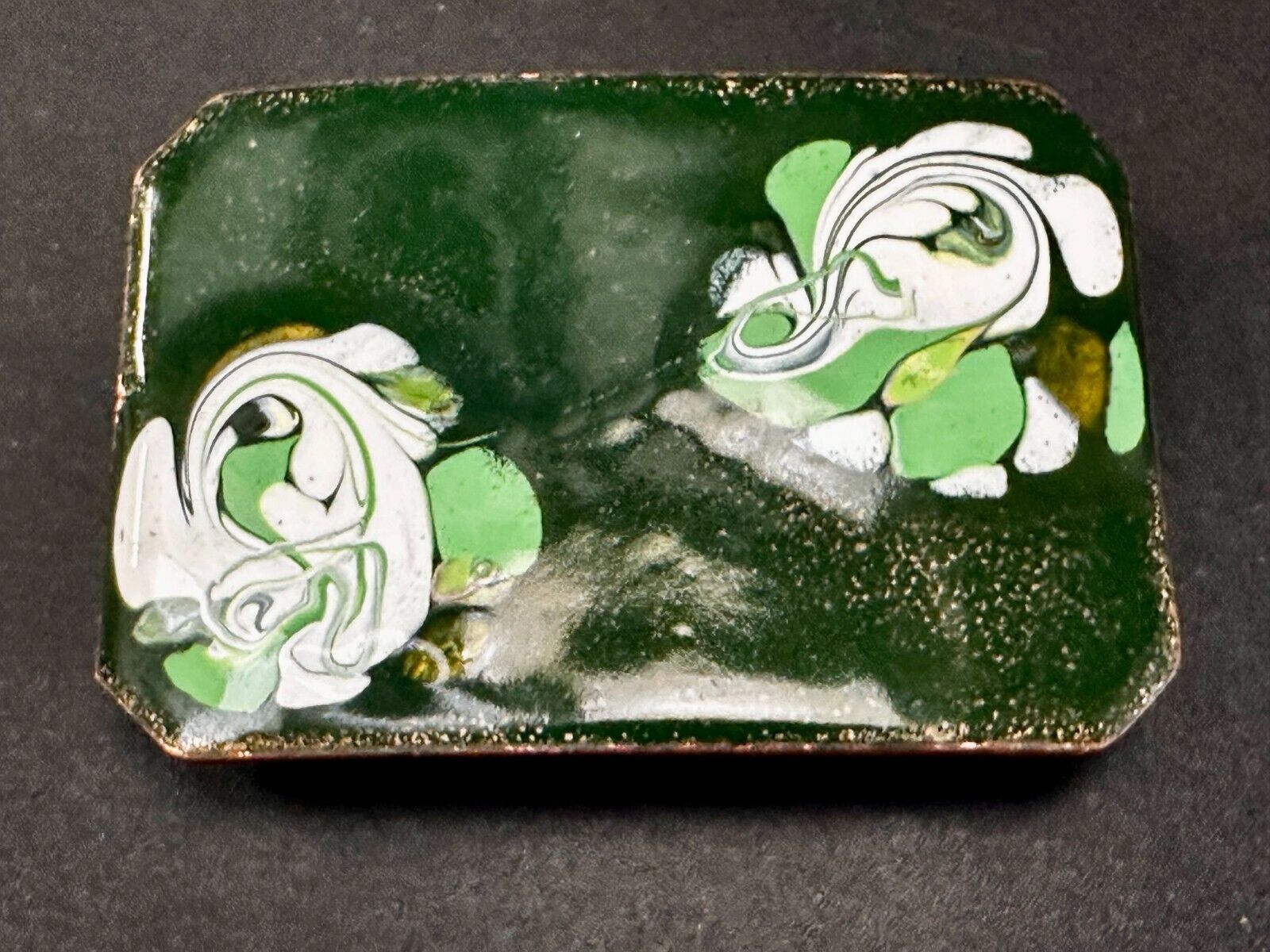 Artisan Hand Painted Abstract Flowers Enamel On Copper Belt Buckle By Wini