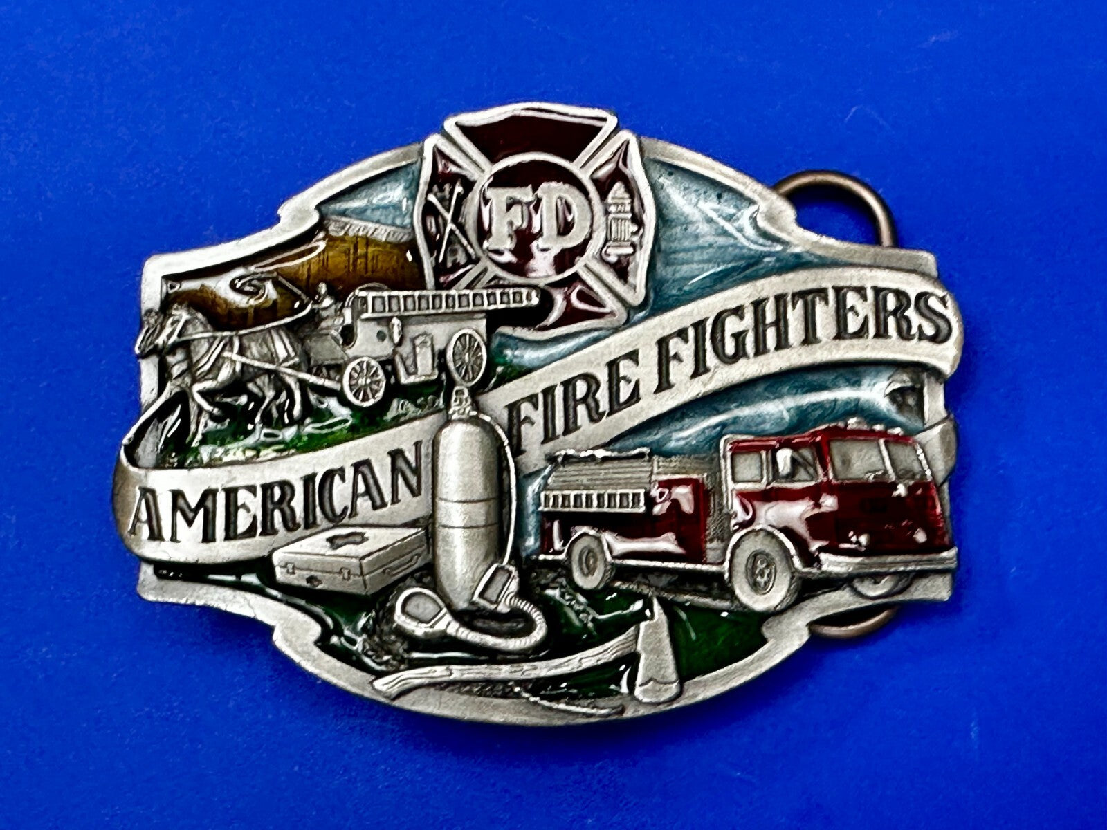 American Fire Fighters Ever Ready Ever Willing Vintage 1988 Siskiyou Belt Buckle