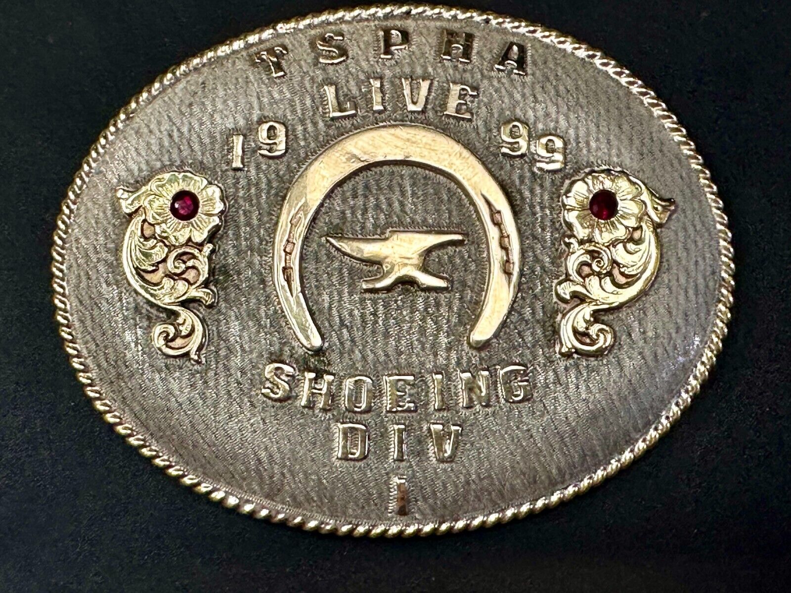 TSPHA Horse Texas Saddlebreds Shoeing 1999 Live Trophy RARE!  A E Belt Buckle