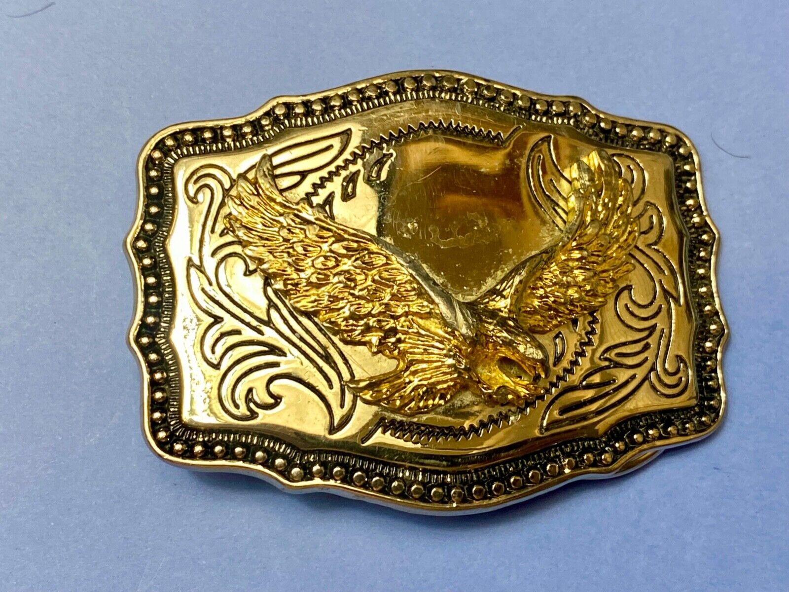 USA Made Vintage Two tone Majestic American Eagle Flying Wings Wide belt buckle