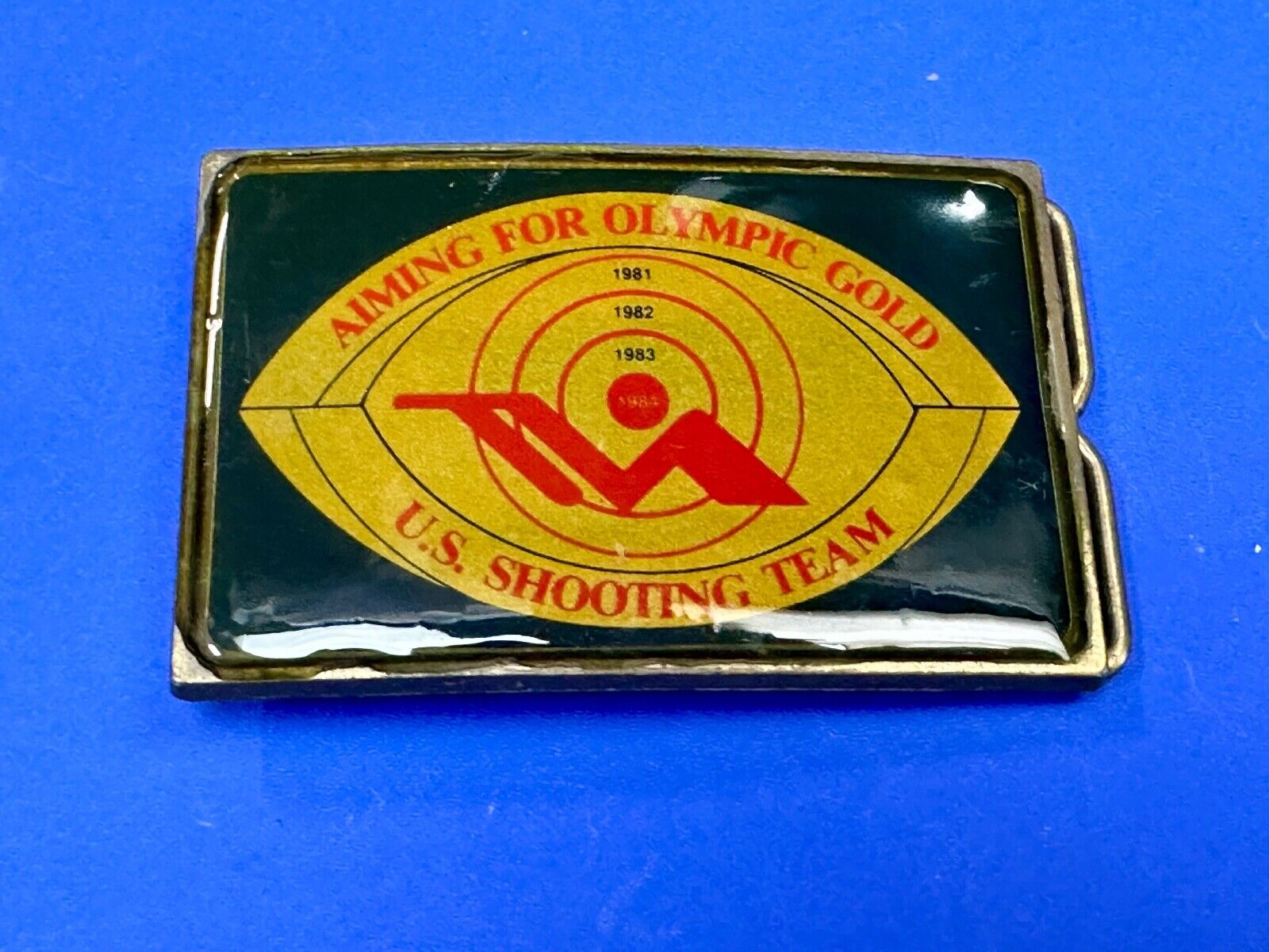 Aiming for Olympic Gold US shooting team 1984 belt buckle