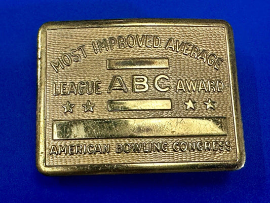 ABC Bowling League Award - NOT engraved most improved trophy NOS belt buckle