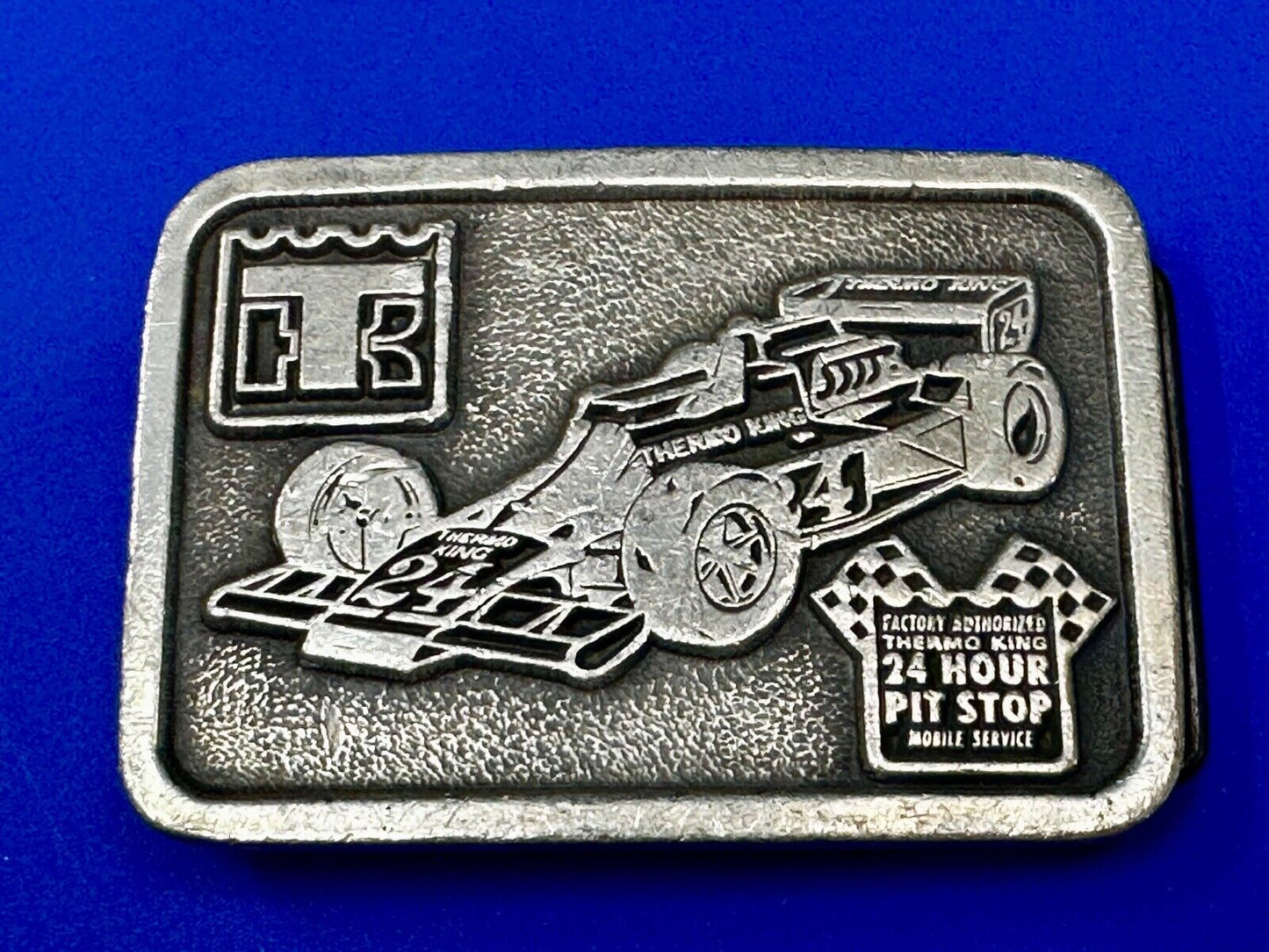 TK Thermo King - Indy Motor Speedway 24 hour pit stop Vintage Belt Buckle