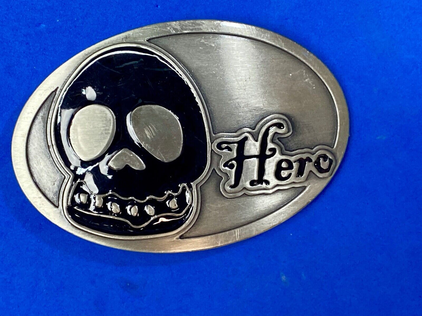 Black & Silver color HERO skull biker punk belt buckle 