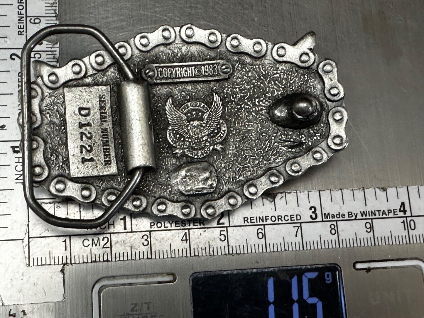 Bikers American Eagle with Motorcycle Chain Surround Great American Belt Buckle