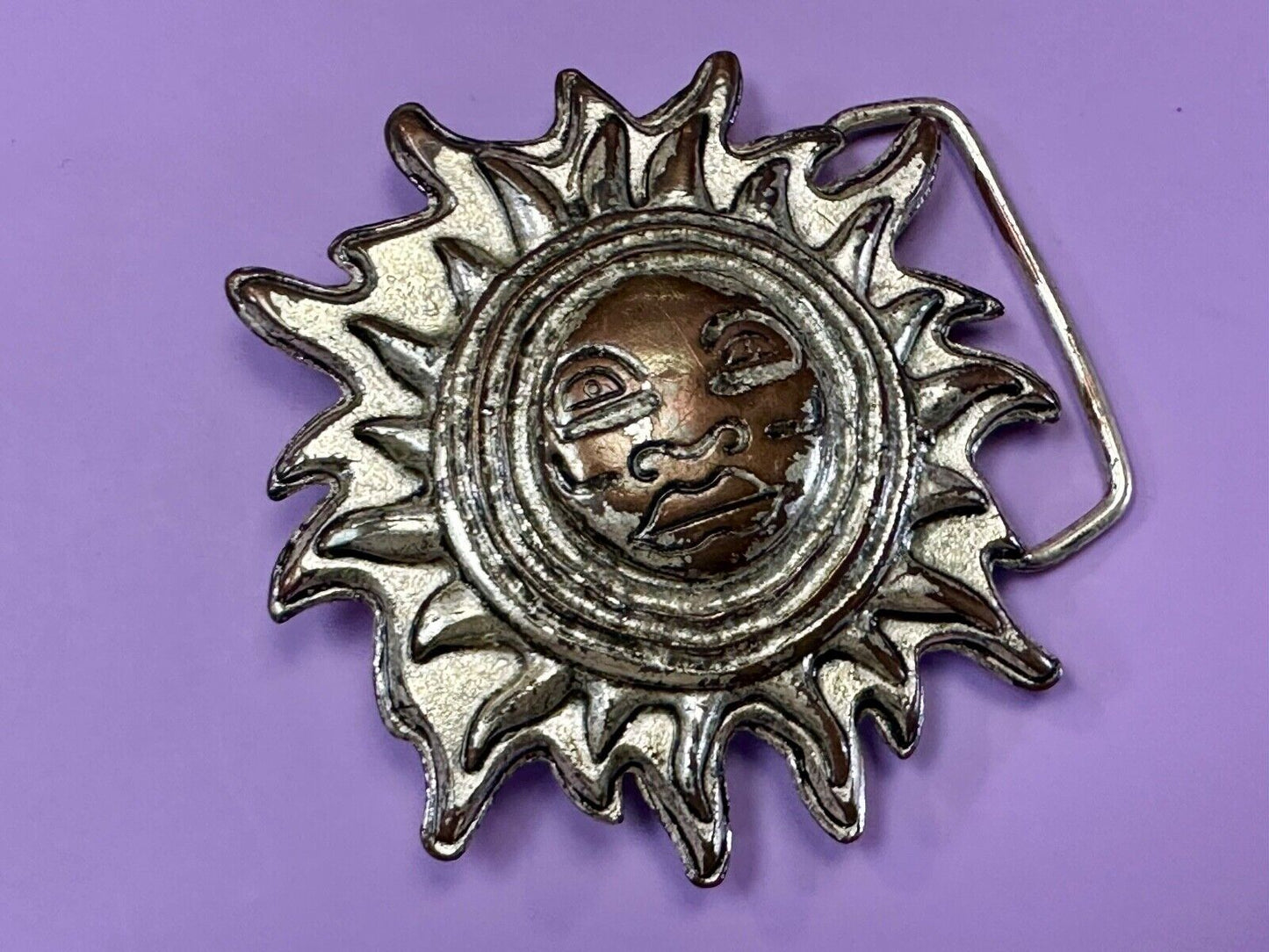 Artisan Hippie Style SUN Face - Large Figural cutout belt buckle