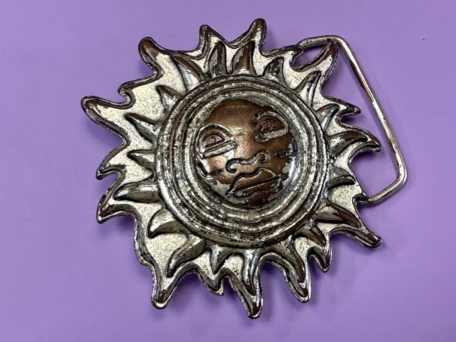 Artisan Hippie Style SUN Face - Large Figural cutout belt buckle