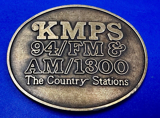 The Country Radio Station KMPS 94/FM & AM/1300 Advertisement Belt Buckle