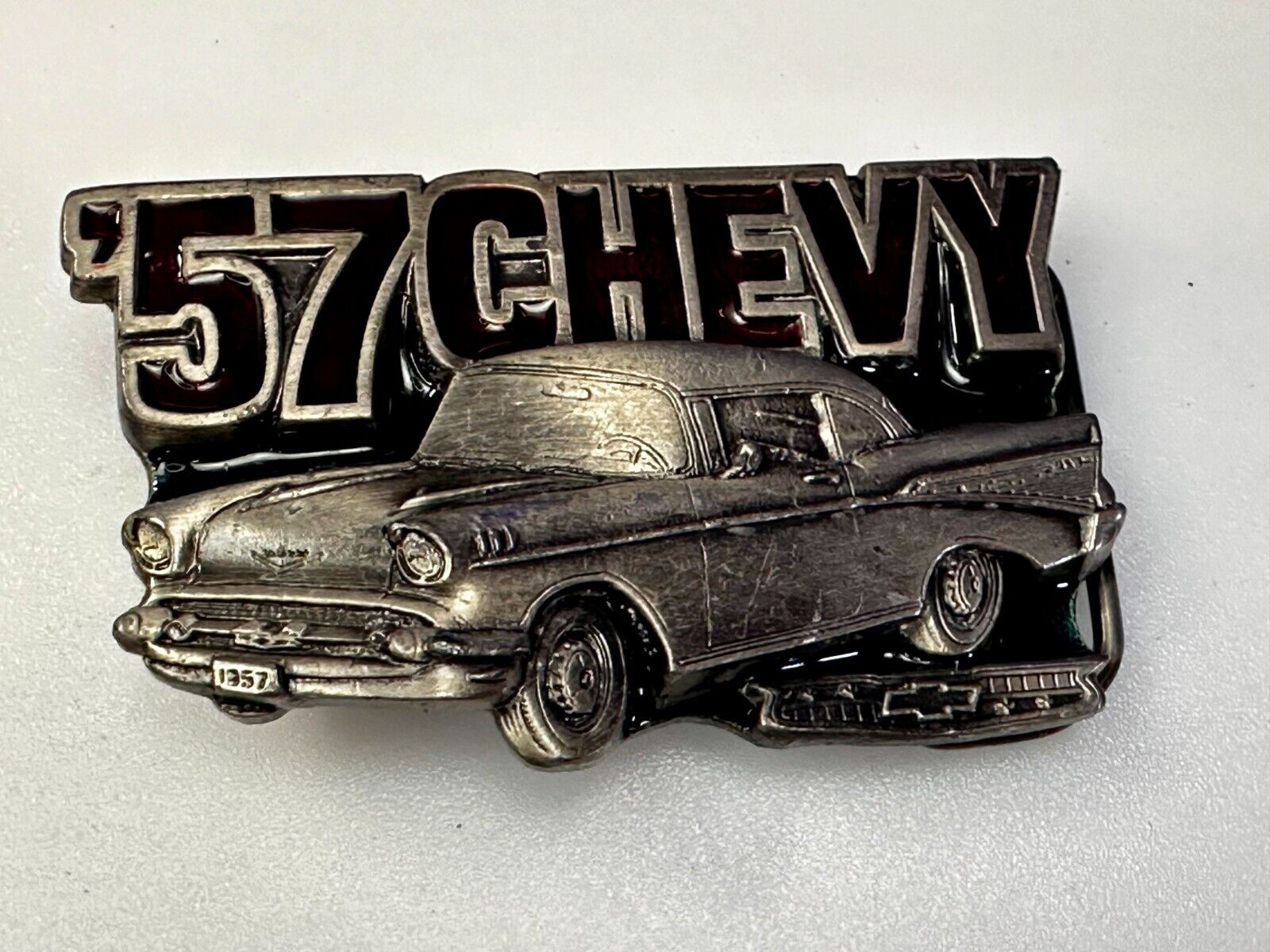 1957 Chevy Bel Air Belt Cutout Vtg 1989 Car Collector Belt Buckle Great American