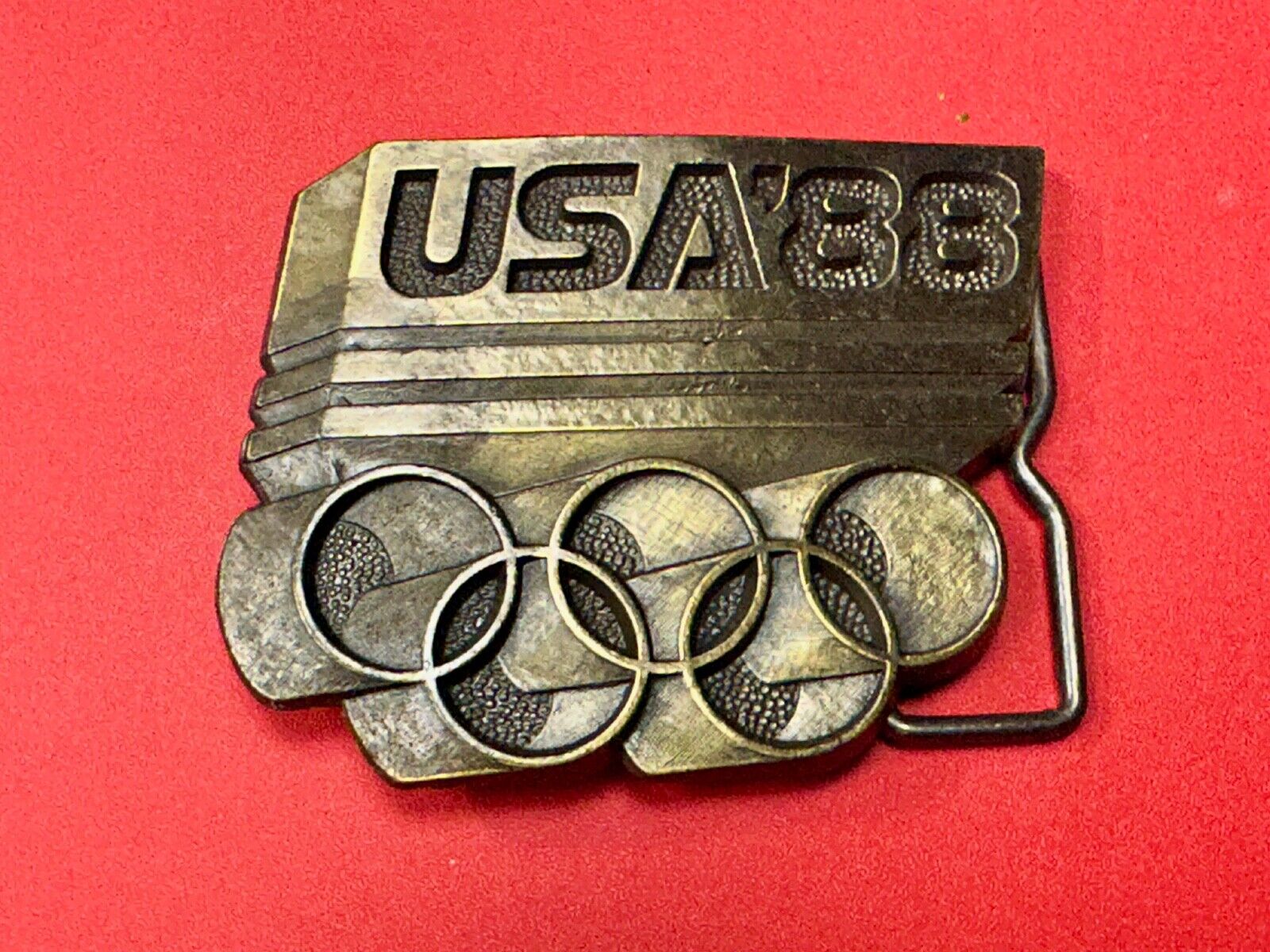 USA Olympic Games 1988  Five Ring Emblem logo belt buckle