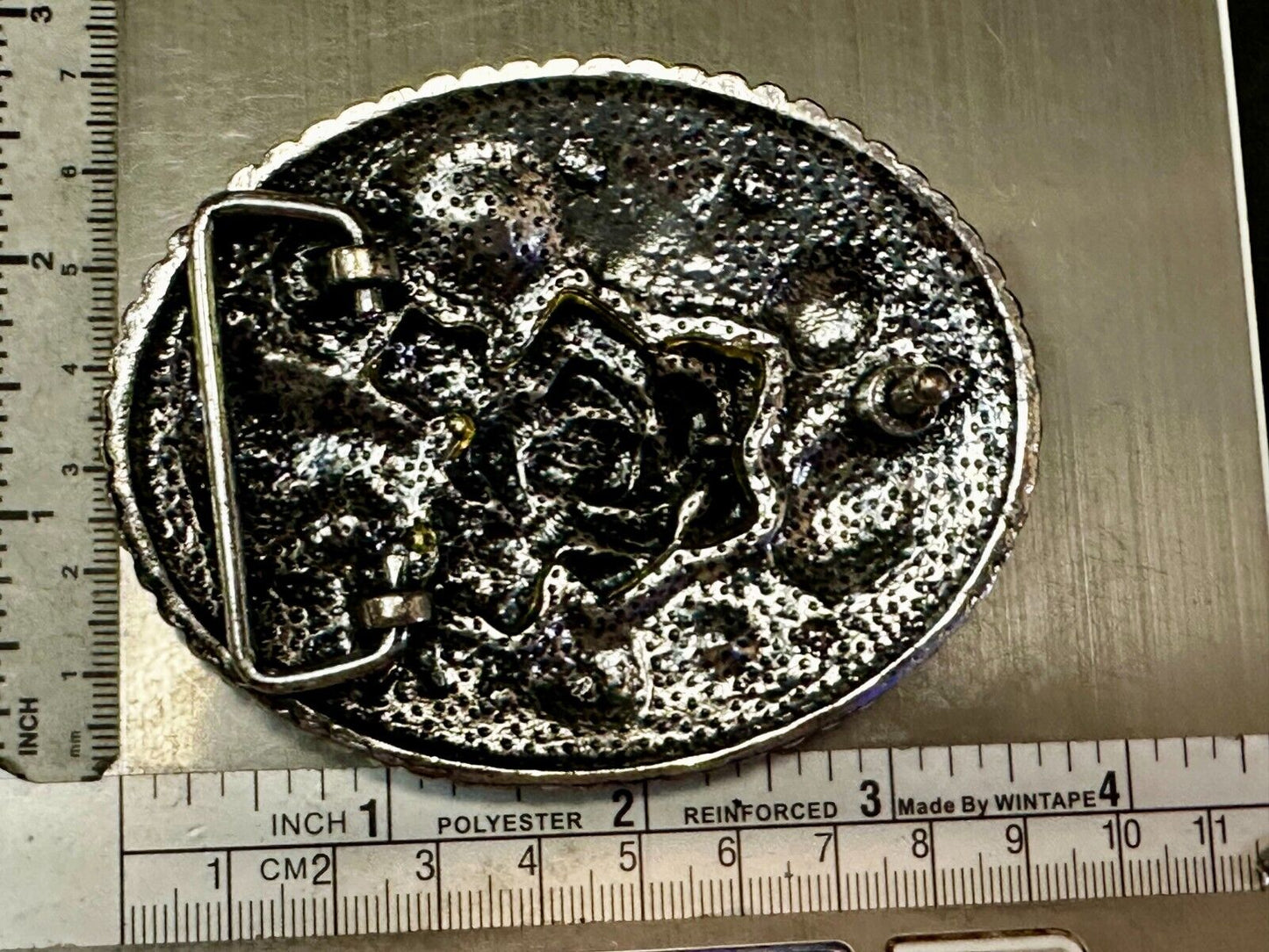 Unique Rose Flower With Rhinestone Accents And Boarder Beautiful Belt Buckle