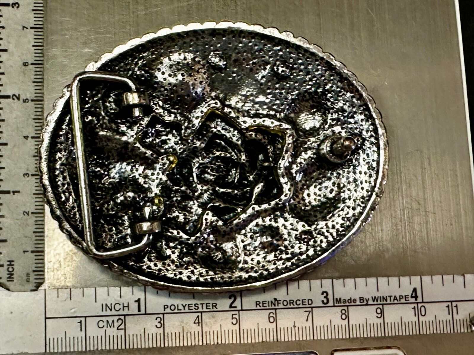 Unique Rose Flower With Rhinestone Accents And Boarder Beautiful Belt Buckle