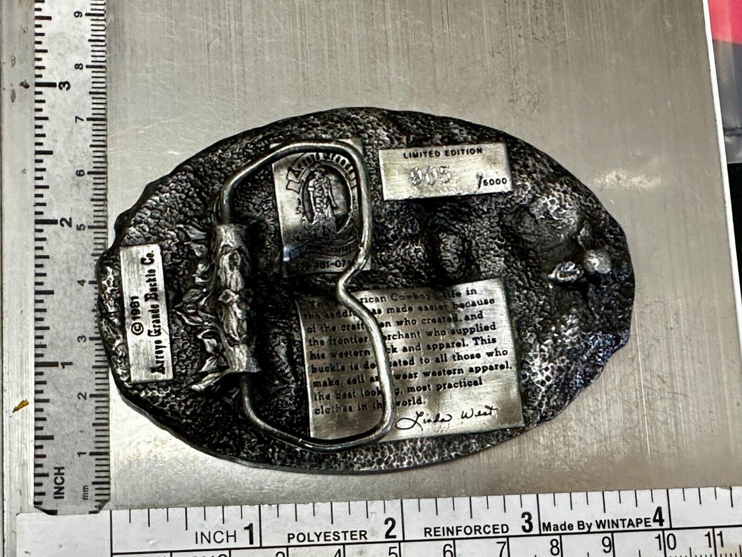 Vintage 1982 American Cowboy Commemorative Vintage Arroyo Grande Belt Buckle