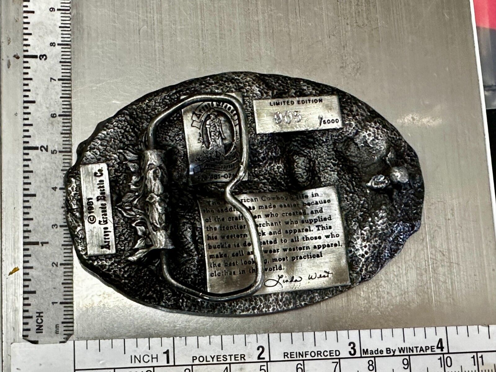 Vintage 1982 American Cowboy Commemorative Vintage Arroyo Grande Belt Buckle