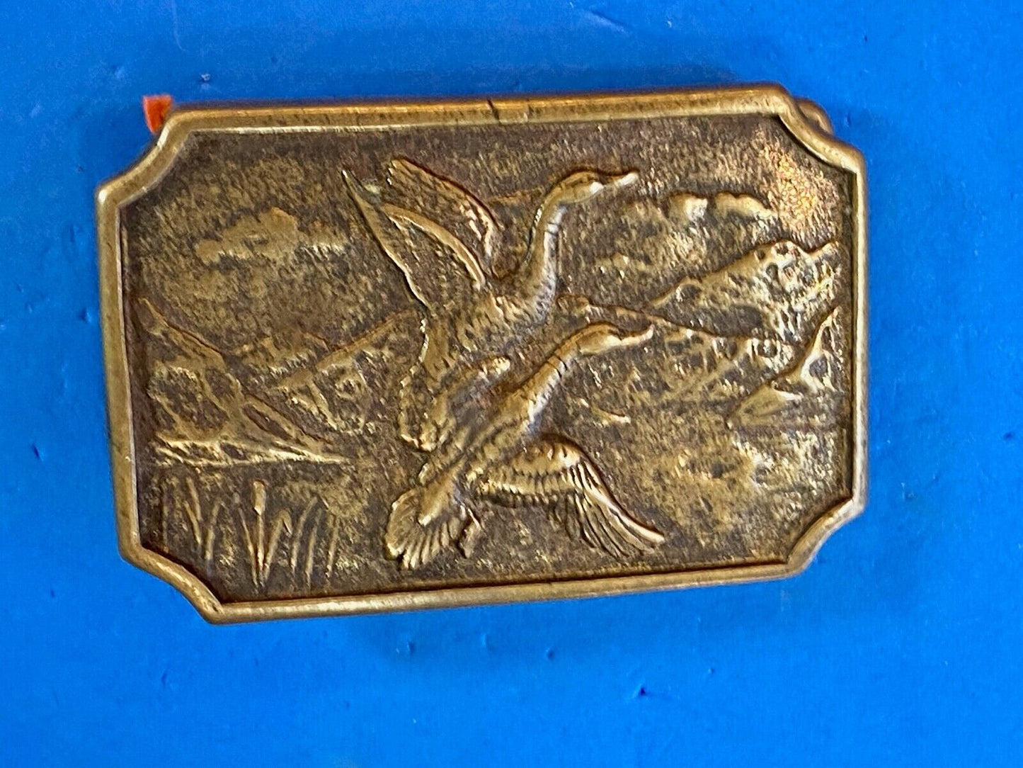 Two Flying Ducks On Pond In Nature Launching Solid Brass Belt Buckle By Bts 