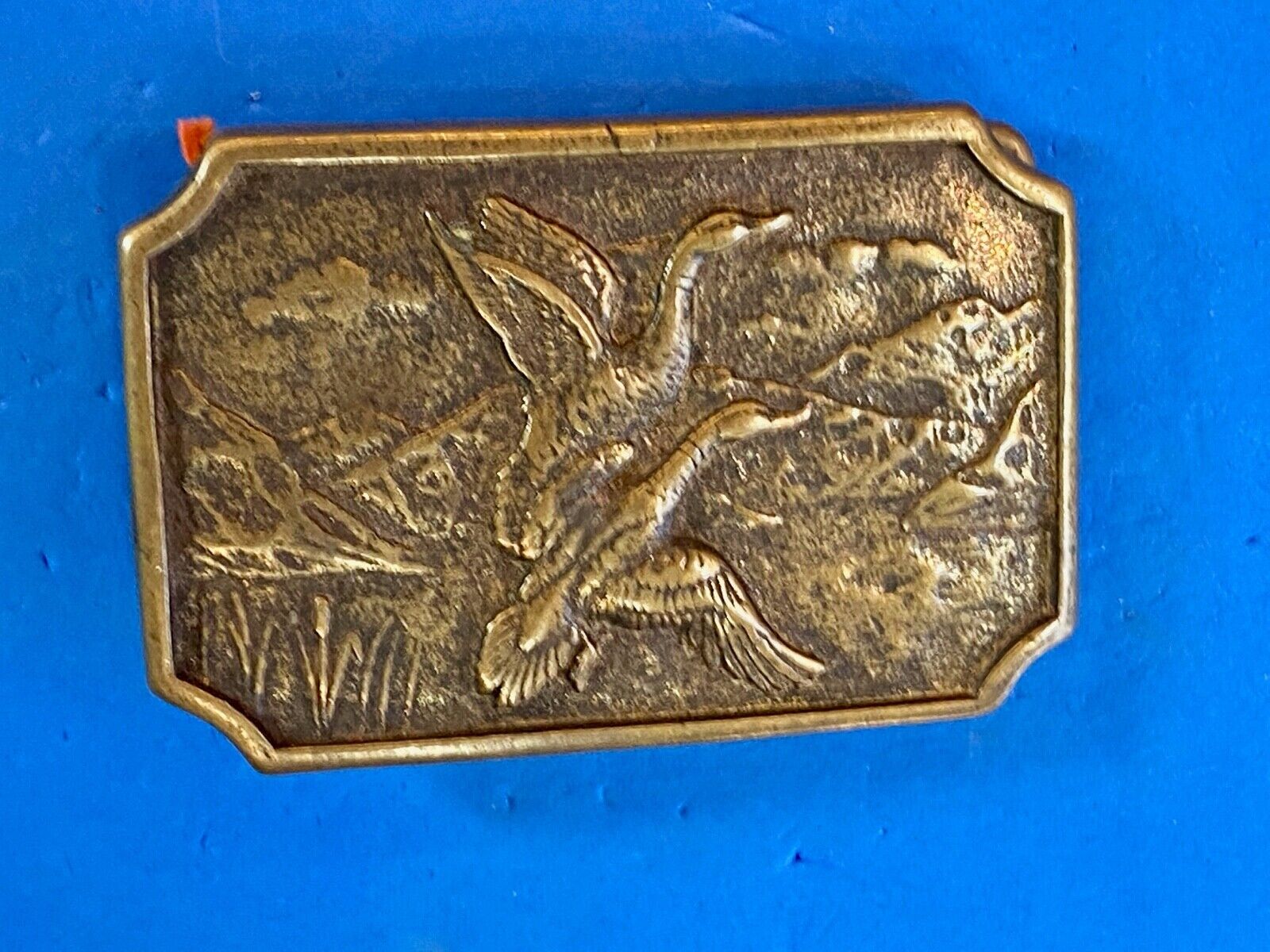Two Flying Ducks On Pond In Nature Launching Solid Brass Belt Buckle By Bts 