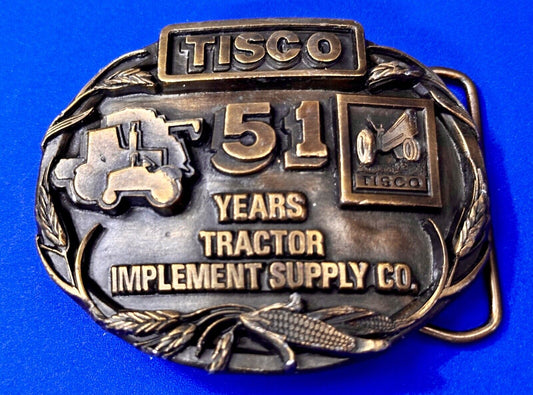 TISCO 51 Years Tractor Implement Supply Co. Belt Buckle Vintage 1987 by Siskiyou