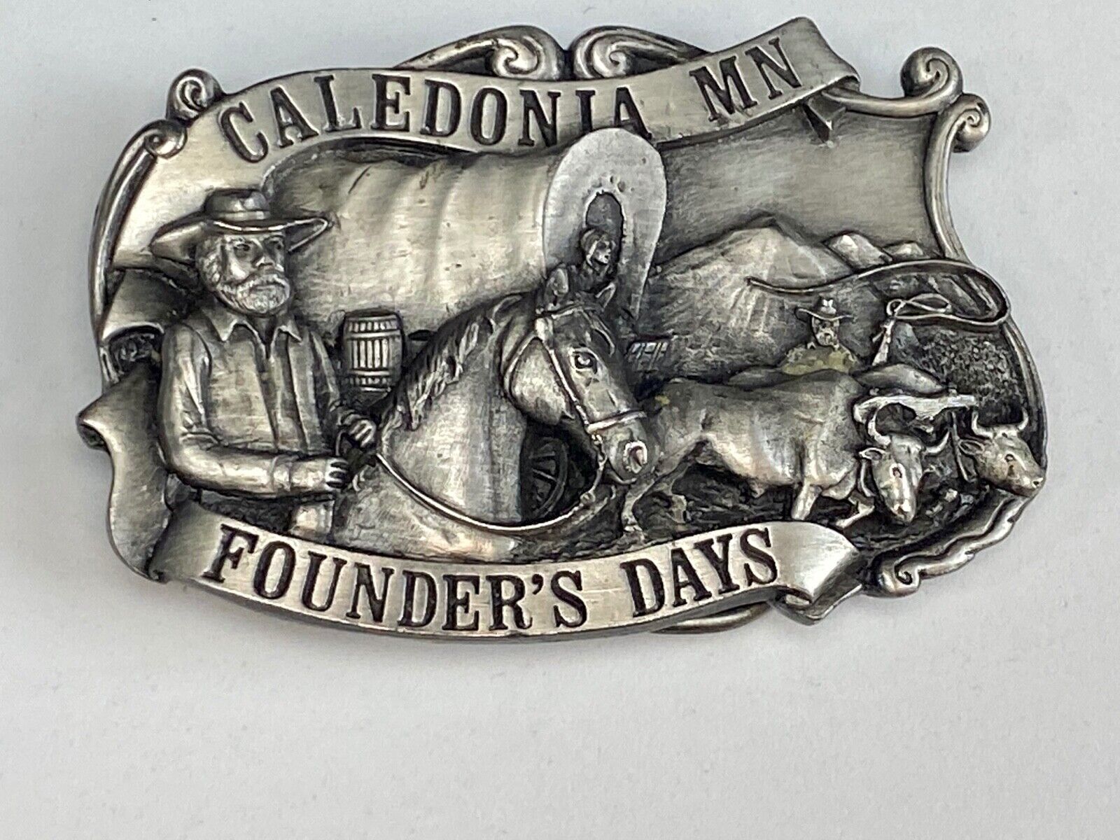 Vintage Founder’s Days Caledonia MN Siskiyou belt buckle - Ralph L Young -elder 