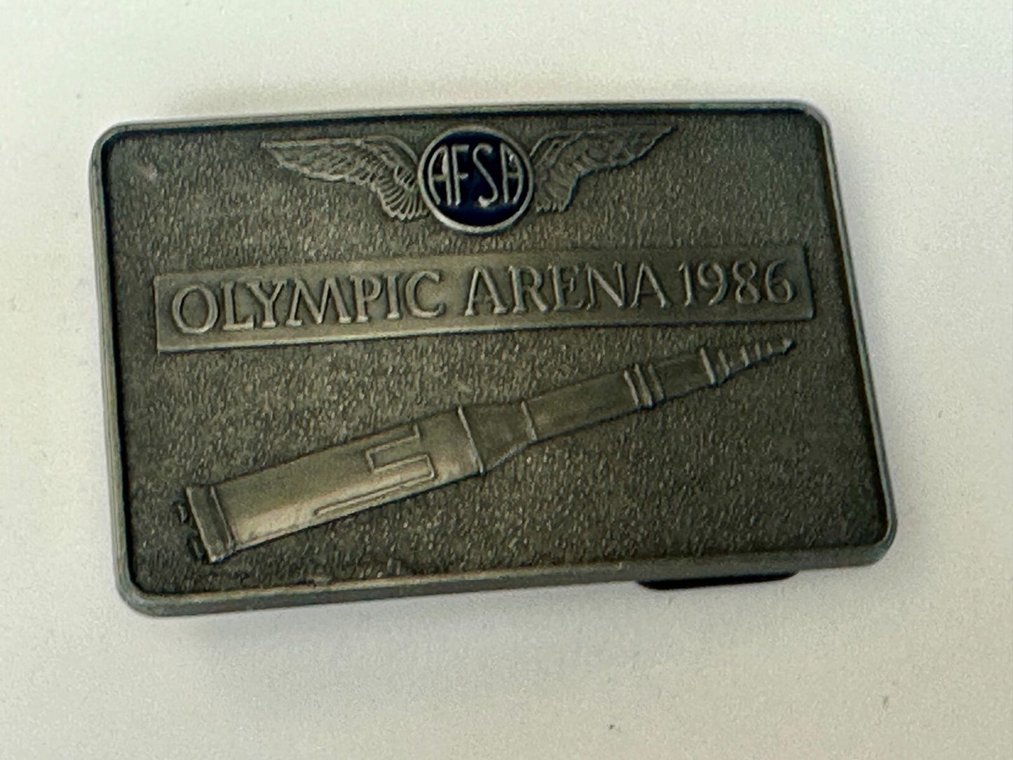 AFSA Air Force Sergeants Association Olympic Arena 1986 Rocket Belt Buckle