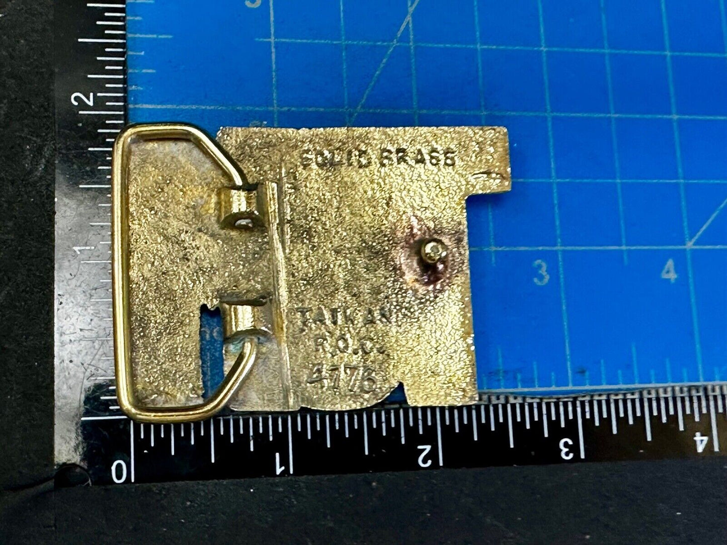 TOM - Custom Name cutout block letters Vintage Solid Brass Belt Buckle