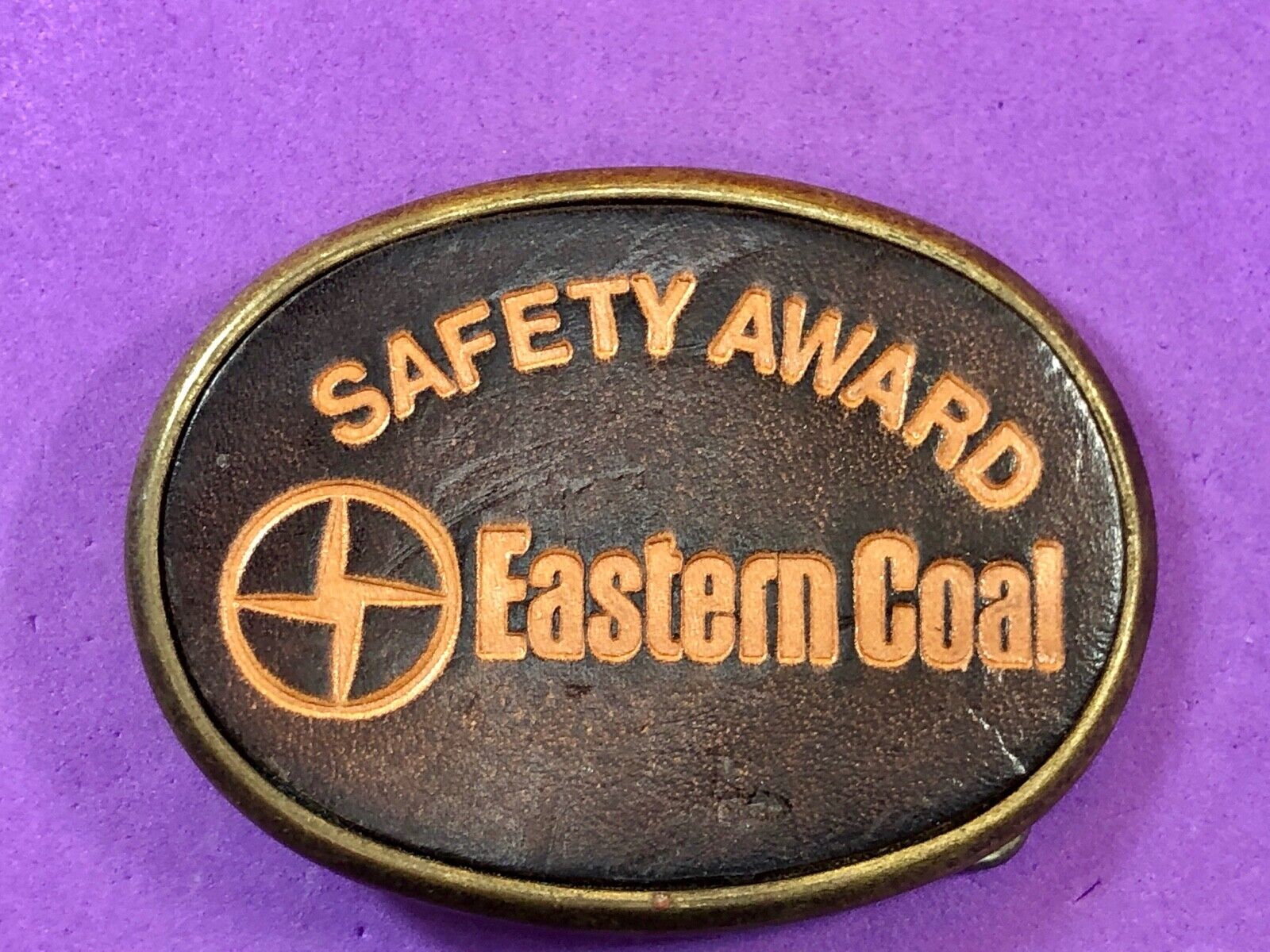Vintage Leather El-Cid belt buckle Safety Award for Easter Coal 
