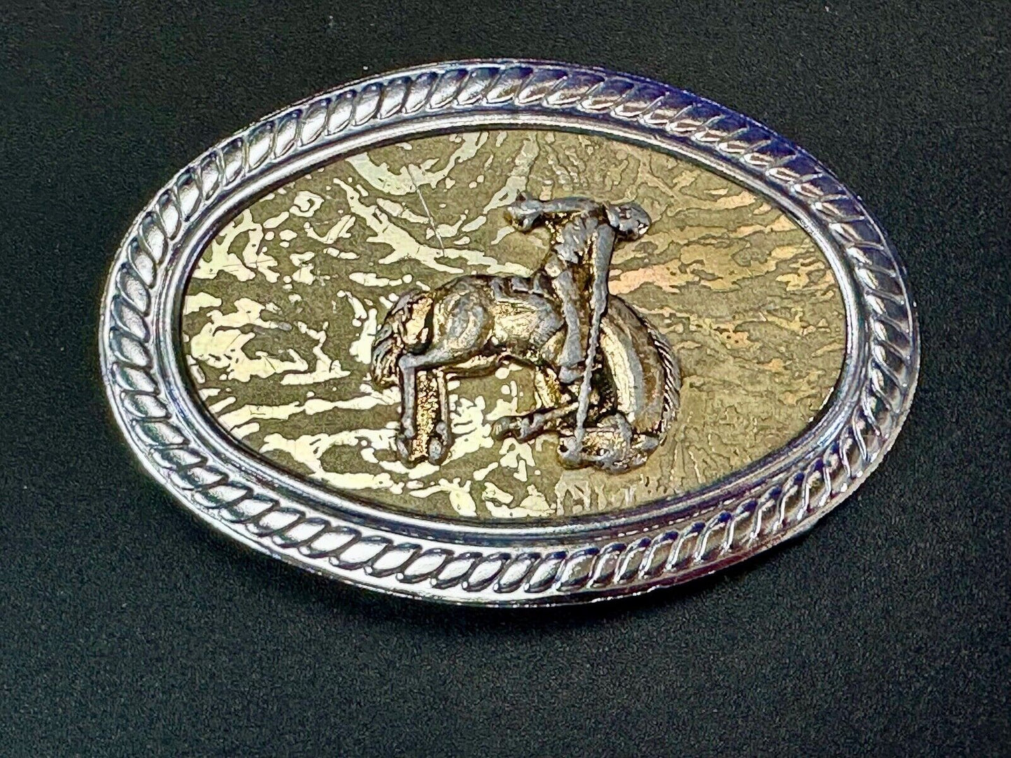 Vintage Cowboy Saddle Bronc western belt buckle  - made in Japan
