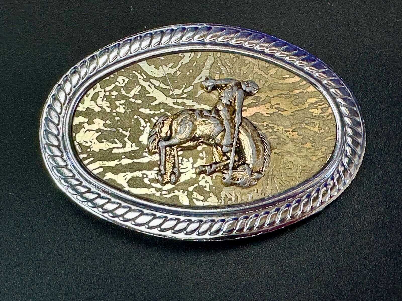 Vintage Cowboy Saddle Bronc western belt buckle  - made in Japan