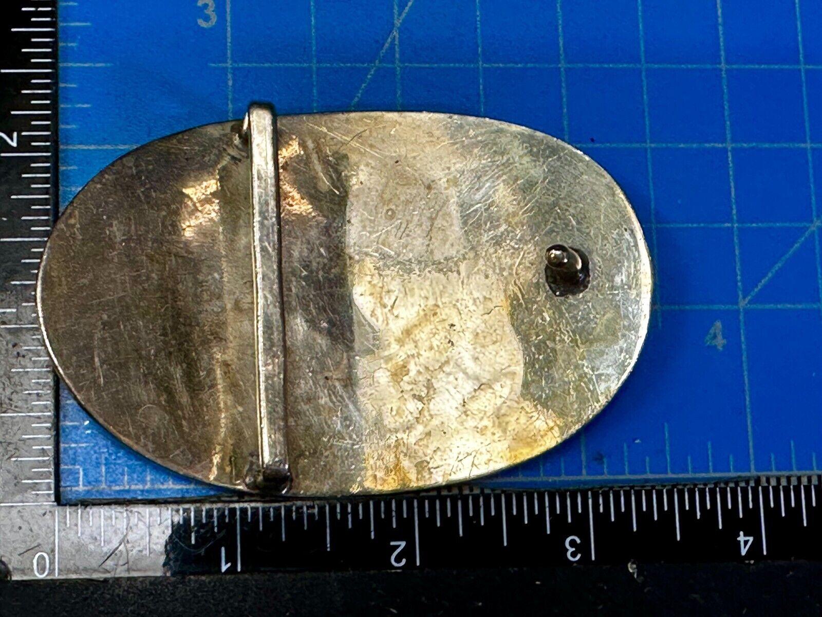 Vintage Inlaid Abalone Shell AZTEC MAYAN Theme Mexico Made? Belt Buckle