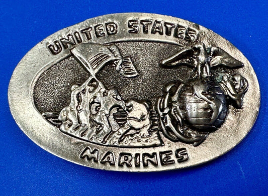 United States Marine's  Flag Memorial Eagle Anchor Emblem vintage belt buckle