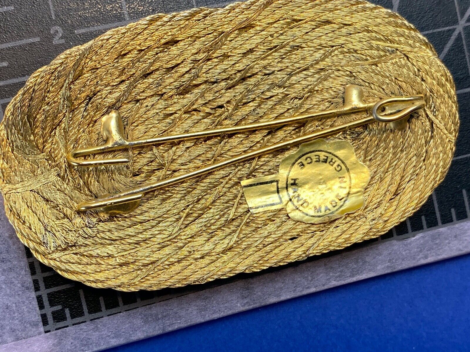 Artisan Rope Braided Wrapped Pattern Oval Hair Clip, Buckle, Made in Greece 