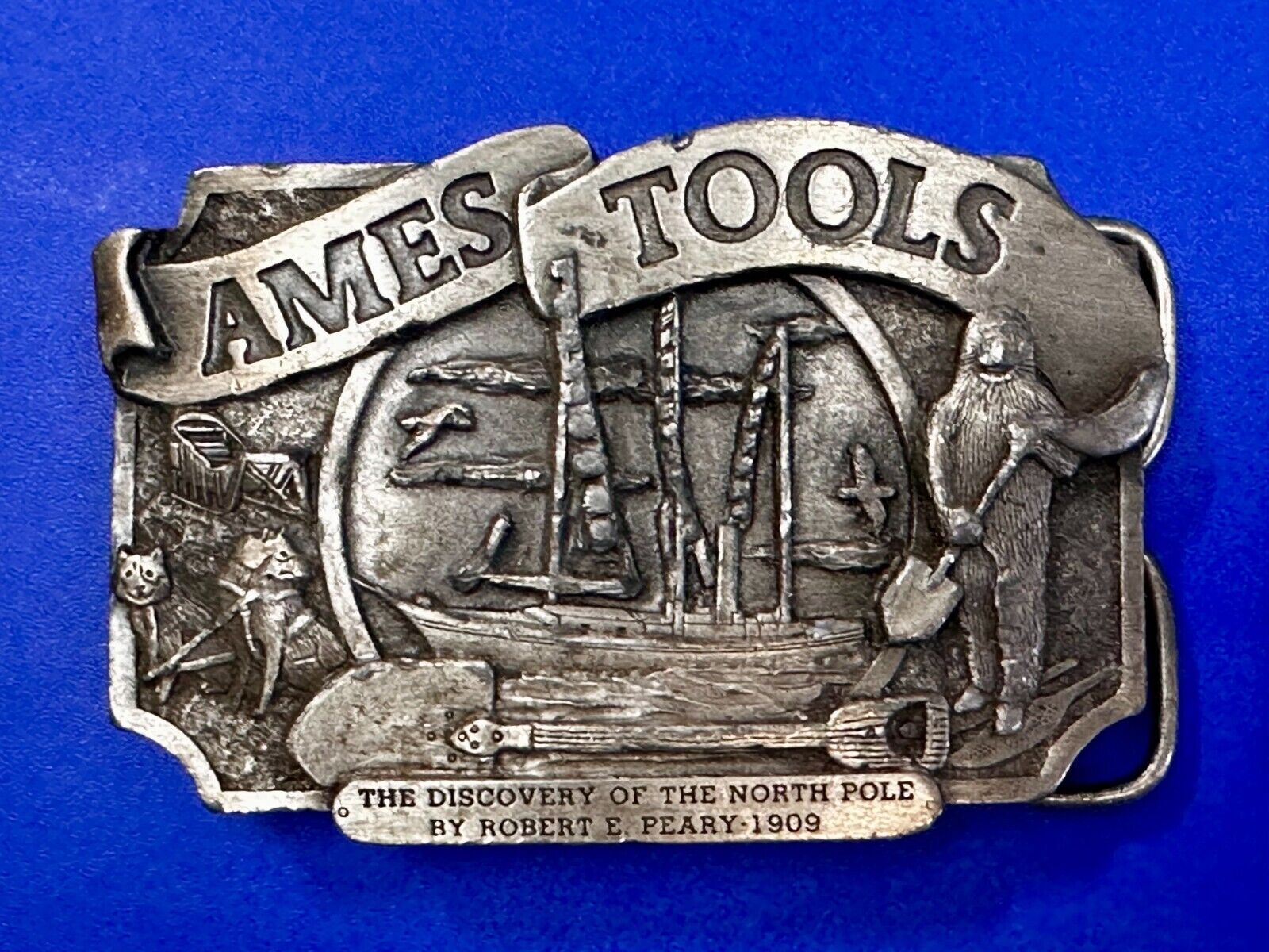 Ames Tools The Discovery of The North Pole by Robert E. Peary 1909 Belt Buckle