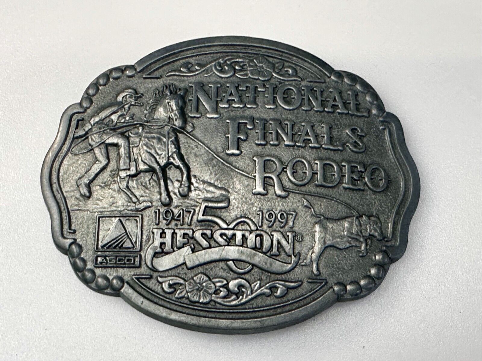 1997 ADM Hesston NFR National Finals Rodeo Cowboys Western Belt Buckle