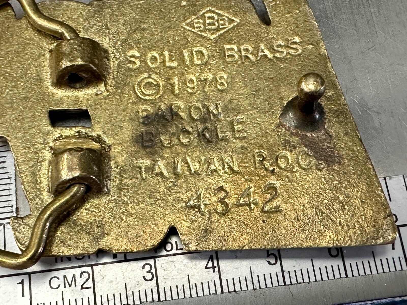 VINCE  custom name cutout block letter solid brass belt buckle by Baron Buckles