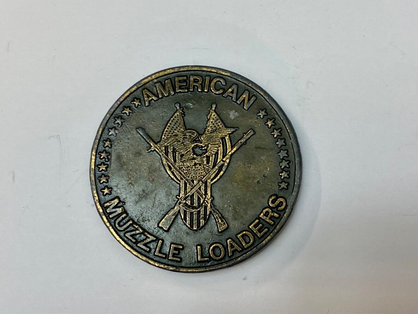 American Muzzle Loaders Vintage Tiffany Studio NY belt buckle Protect Gun Rights