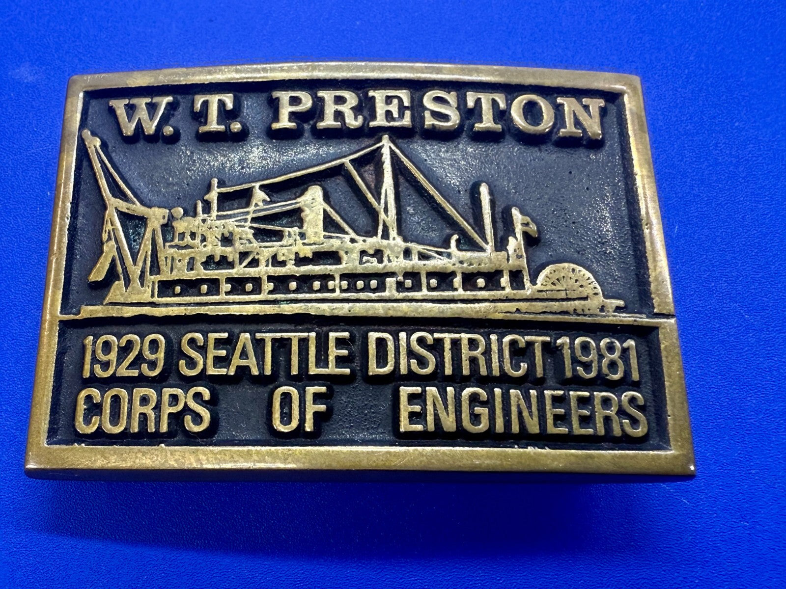 1929 Seattle District 1981 Corp of Engineer W.T Preston Solid Bronze Belt Buckle