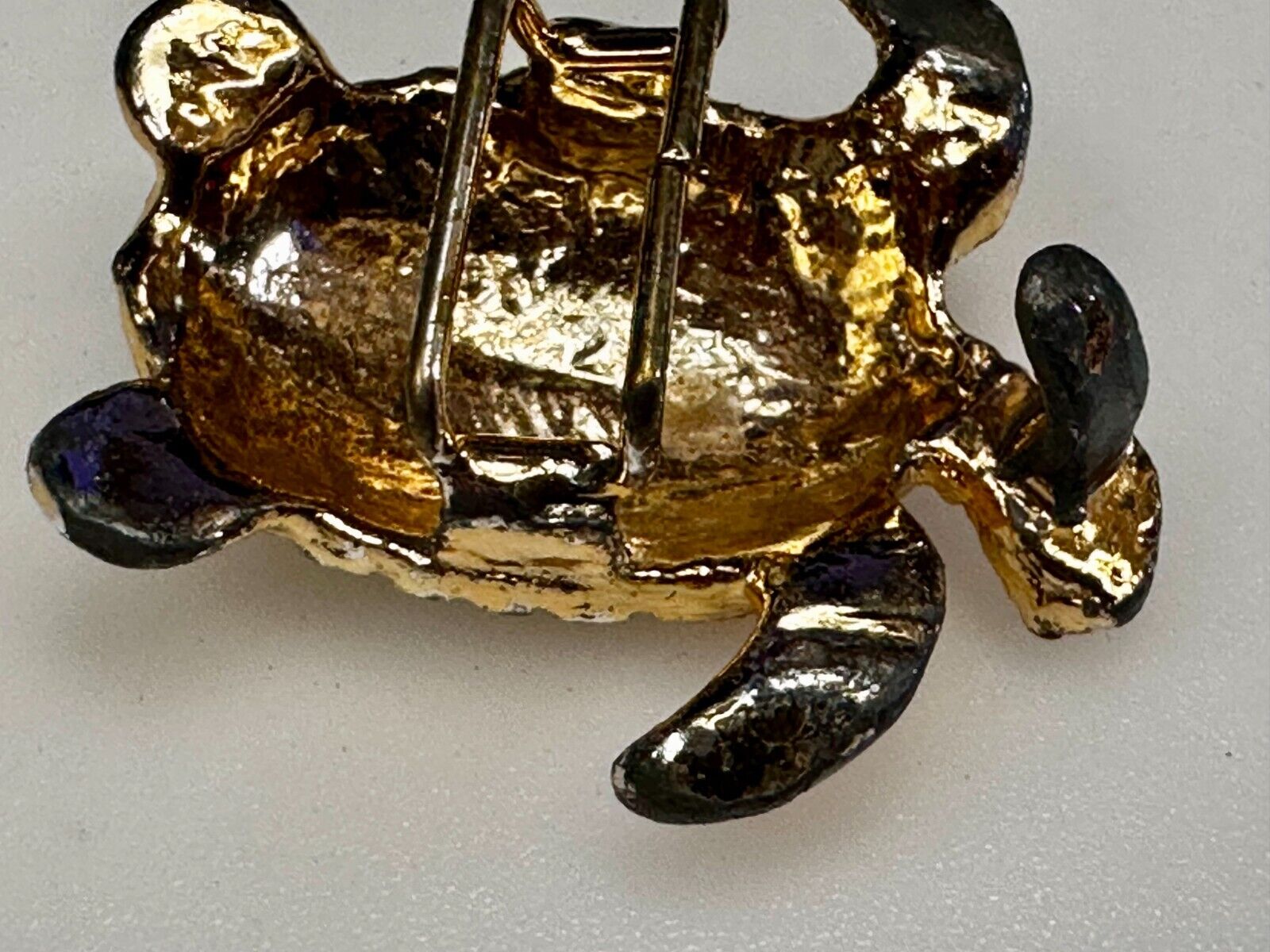Turtle Tortoise Figural Two Piece Interlocking Gold Tone Vintage Belt Buckle
