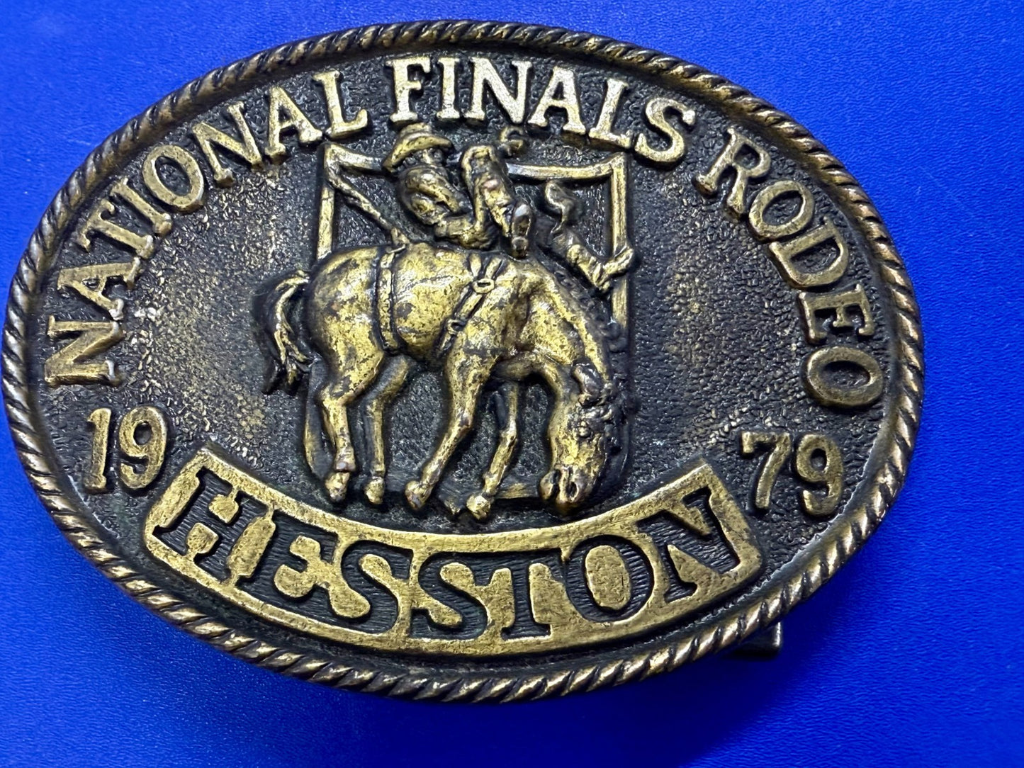 1979 Hesston NFR National Finals Rodeo Cowboys Western Vintage Belt Buckle