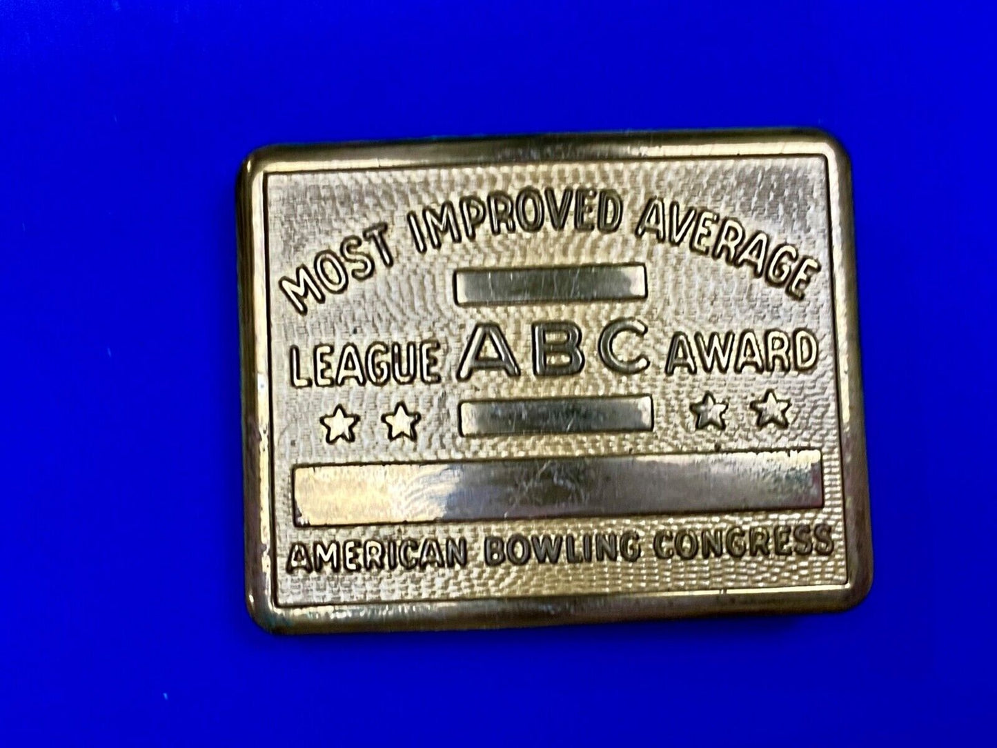 ABC Bowling Bowler's BLANK Most improved average award belt buckle NOT engraved!