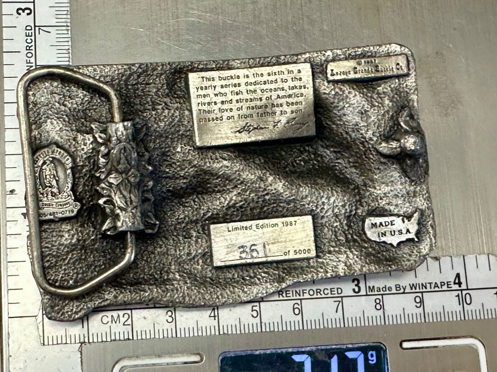 American Fisherman Vintage 1987 Commemorative Arroyo Grande Belt Buckle