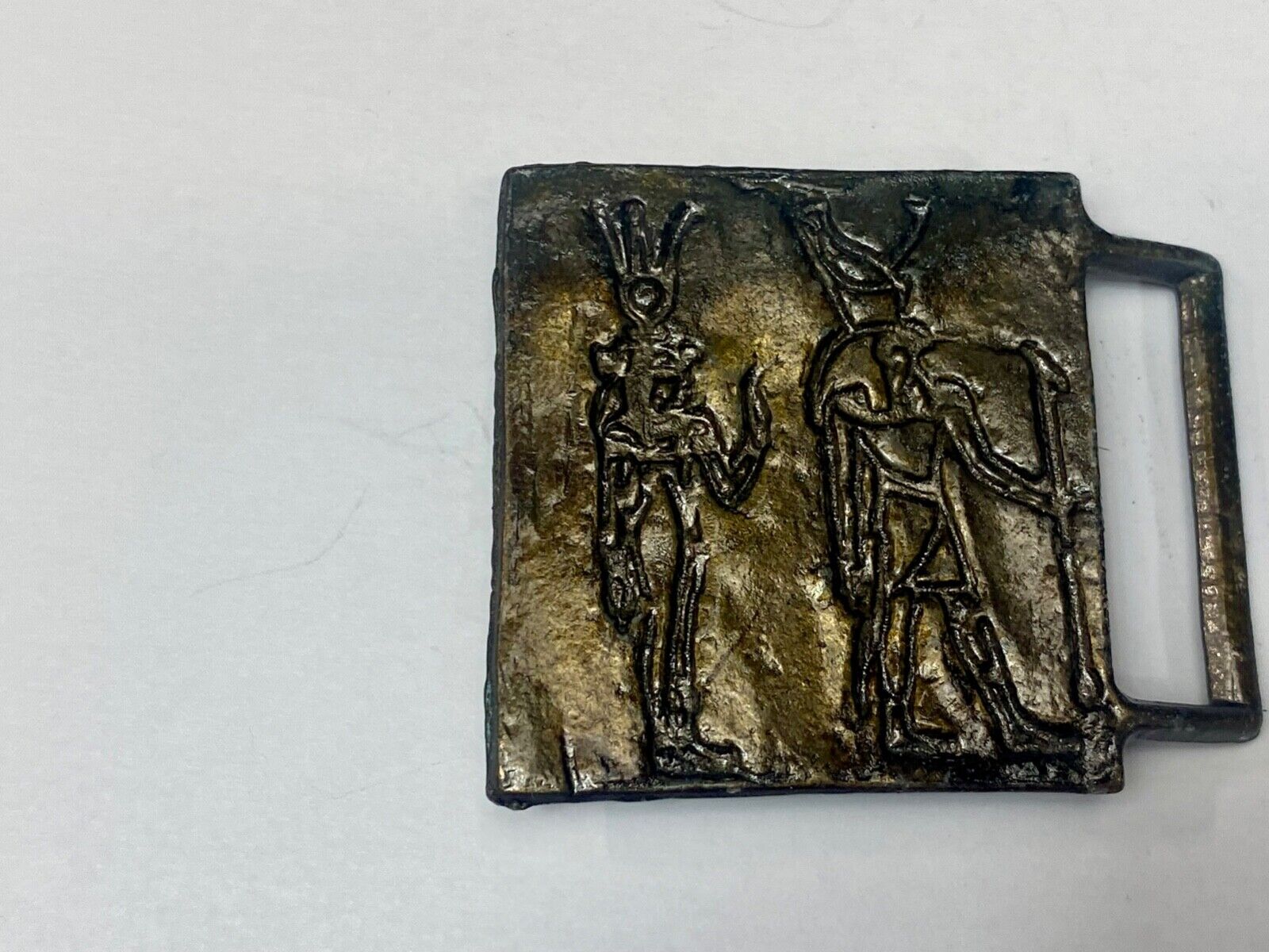 Two Tribal Warriors Indian figures?  accoral marked numbered belt buckle