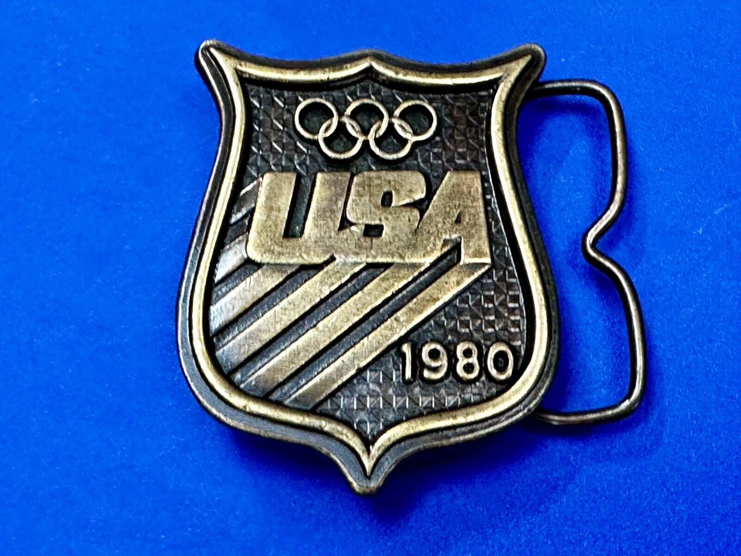 1980 USA Olympic Committee Bergamot Brass Works Vintage Belt Buckle Paul Rollins