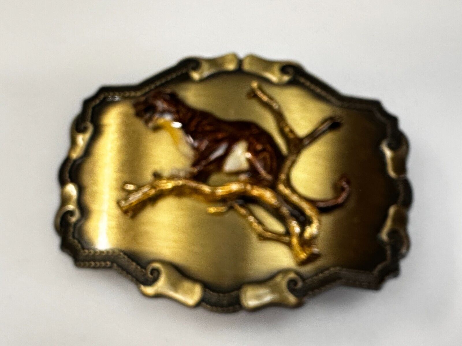 Angry Roaring Lion Tiger Cheetah In Tree Safari Animal Raintree Belt Buckle