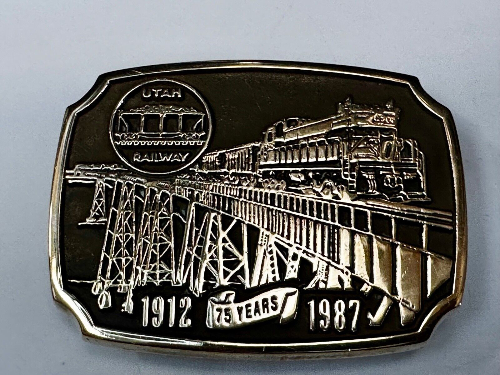 Utah Railway Train Rail Road 75 year Celebration 1897 Anacortes Belt Buckle