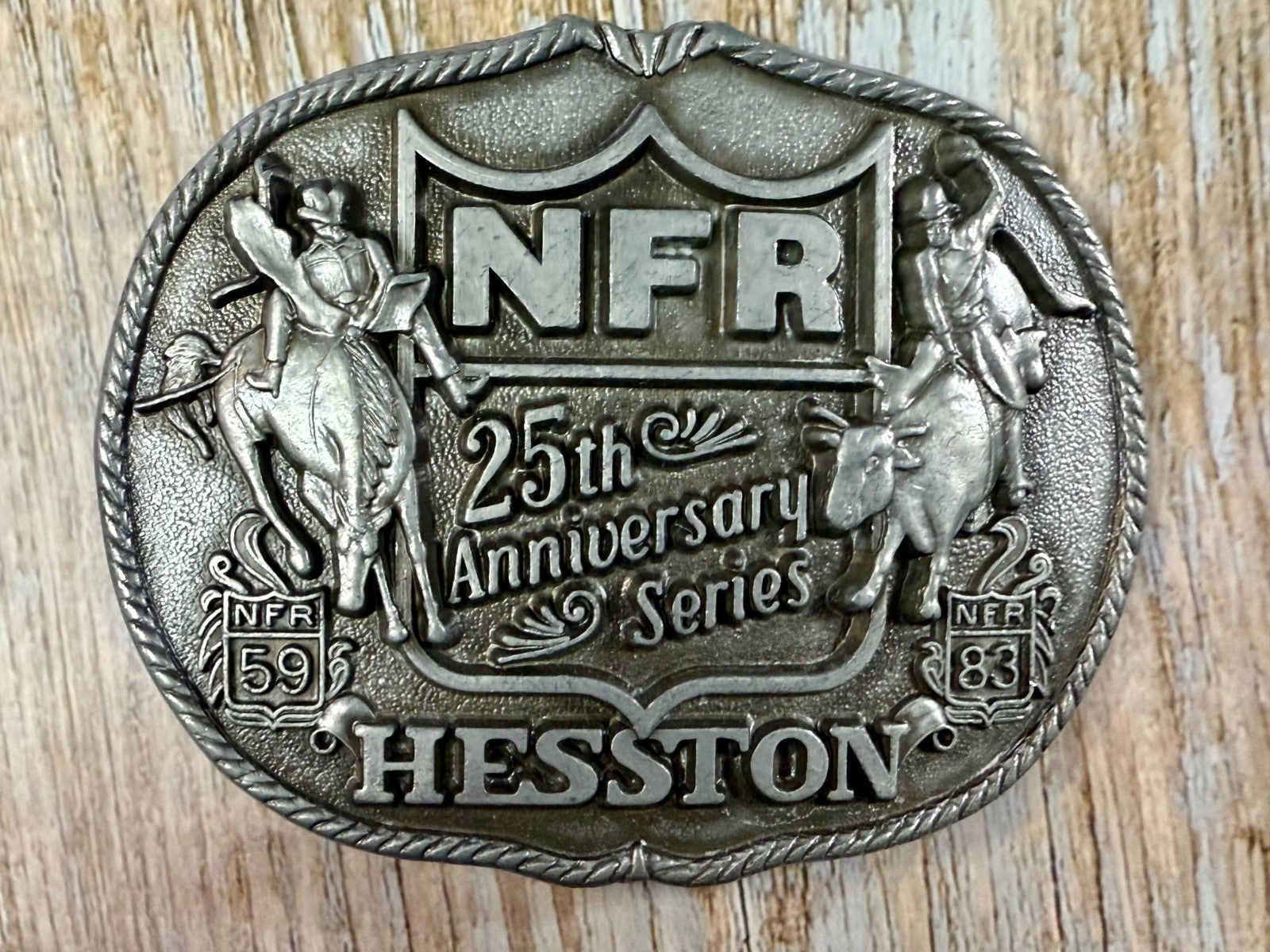 1983  Hesston Nfr National Finals Rodeo Cowboys 25Th Anniversary Belt Buckle