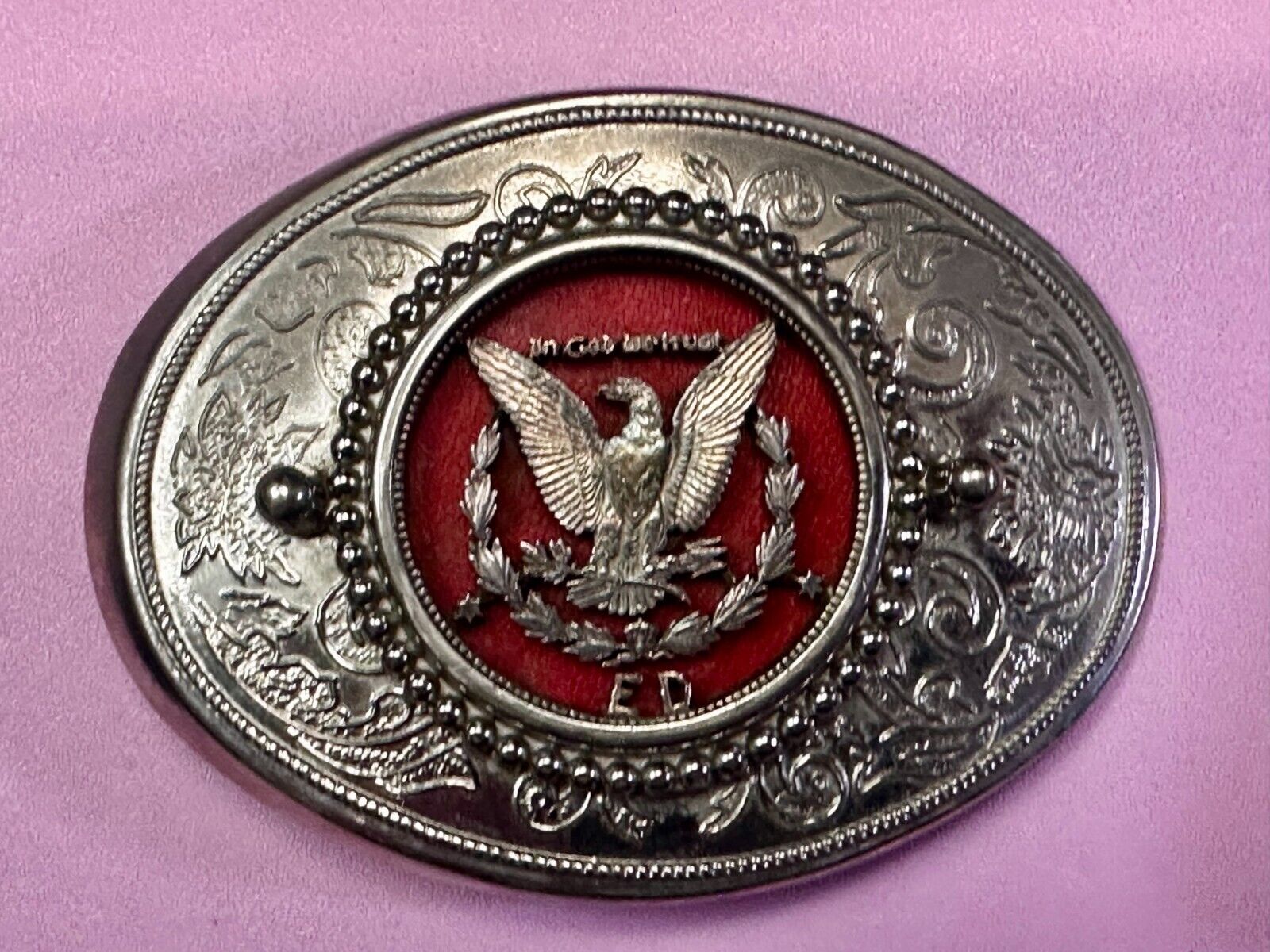 United States of America Flying Eagle Belt Buckle - Use For Silver Dollar Coin