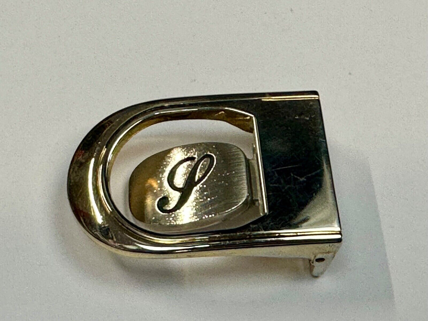 Vintage Letter monogram Initial P - Two Tone swinging belt buckle