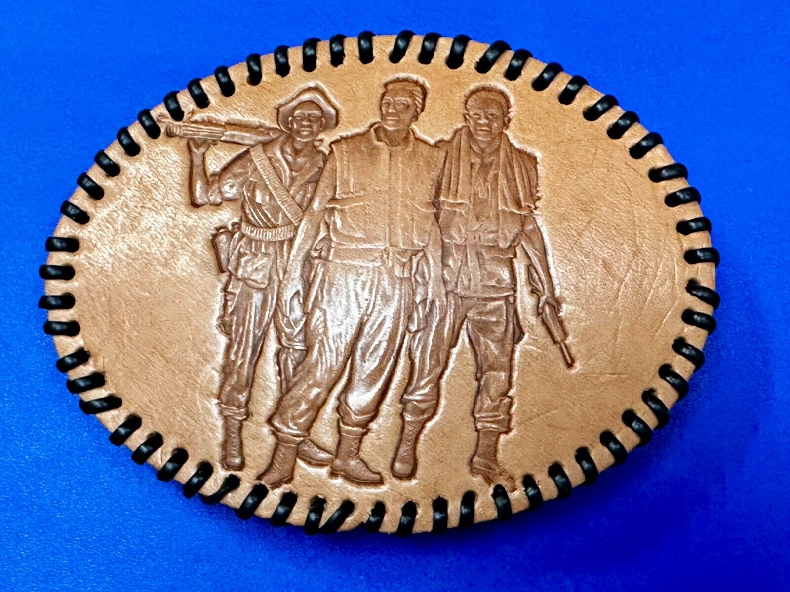 The Three Servicemen Vietnam Veterans War Memorial Oval Leather Belt Buckle
