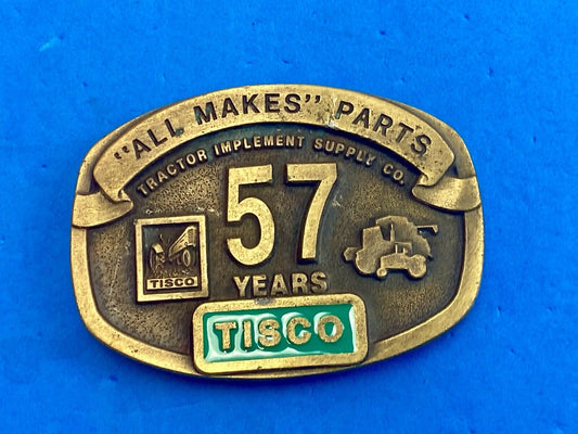 Tisco Tractor Implement Supply 57 years Spec Cast Brass Belt Buckle series 5