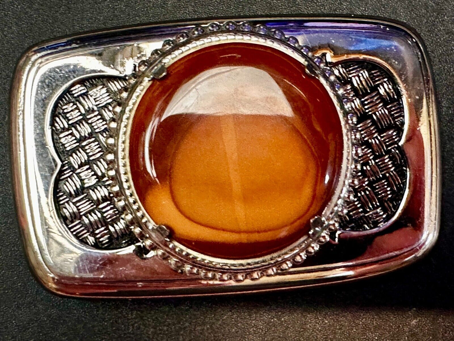Vintage Faux Stone Belt Buckle - or Blank for your silver dollar coin Project!
